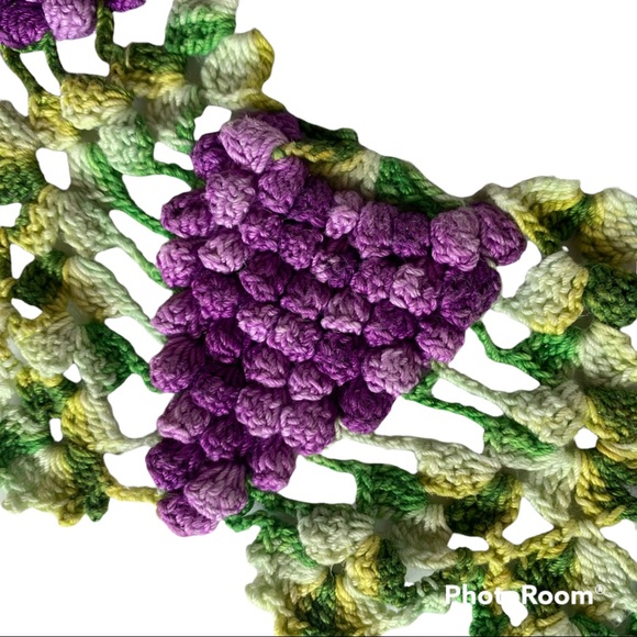 Vintage Crochet Doily w/ Grape Accents - Picture 2 of 9